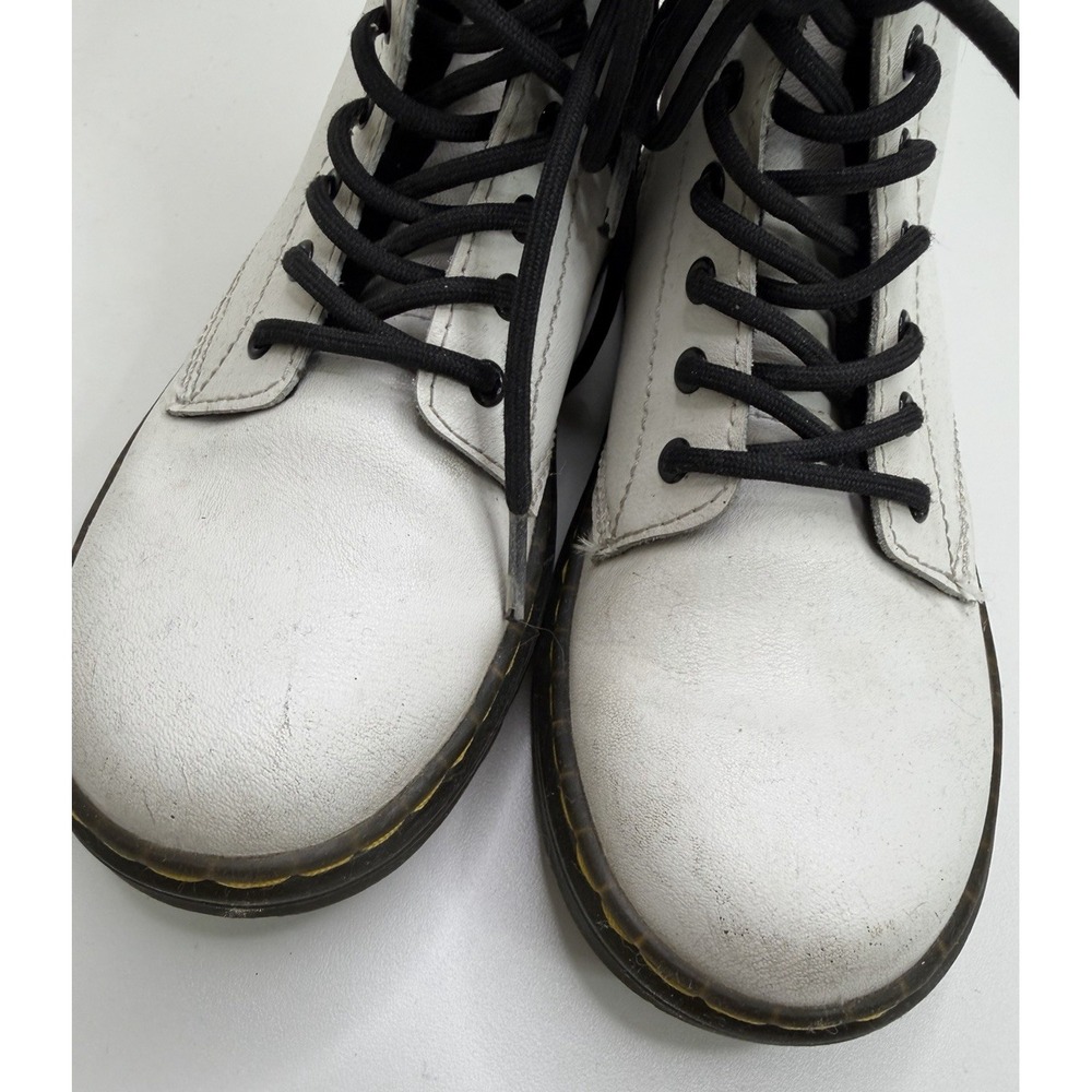 Dr. Martens Kids 1460 J White Leather Combat Side Zip Boots Size US 2 - Picture 2 of 9